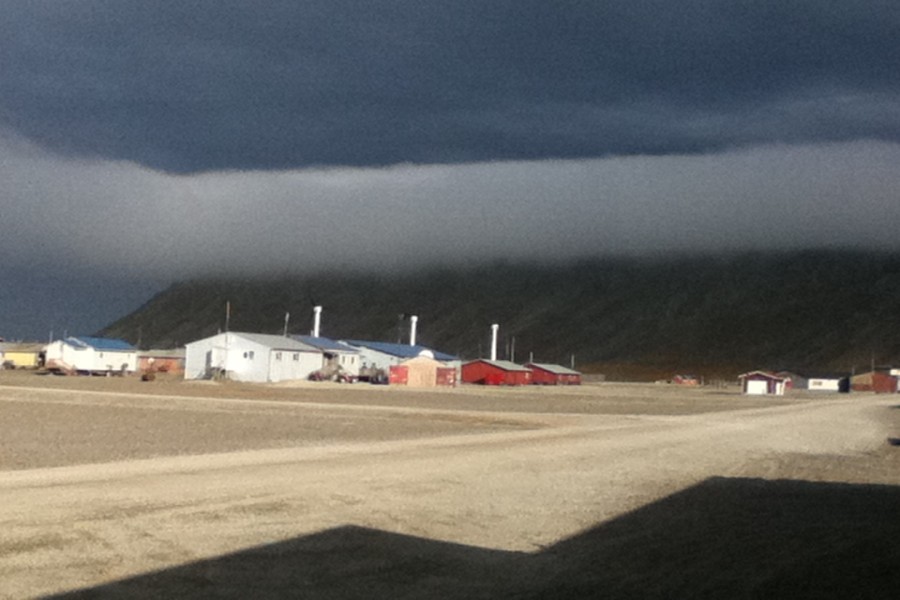 Storm coming in over the mountain at Gambell, Alaska