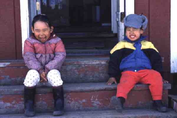 Yupik Inuit children from the village